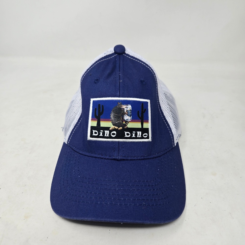 Justin Milano Hat Co Dillo Dillo Armadillo Lone Star Beer Trucker Hat Blue White